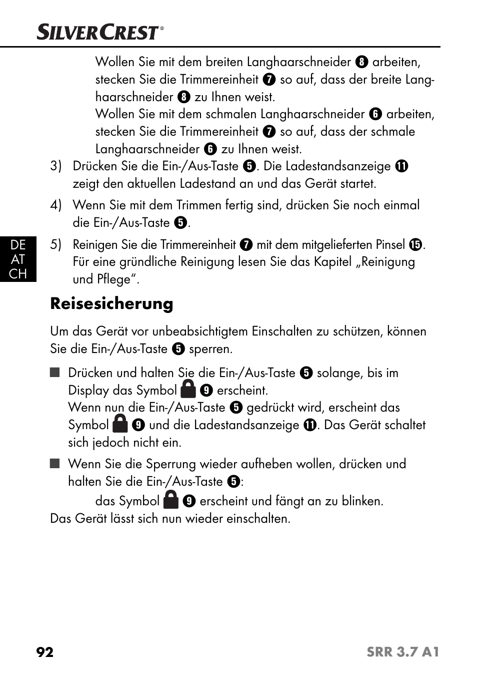 Reisesicherung | Silvercrest SRR 3.7 A1 User Manual | Page 96 / 105