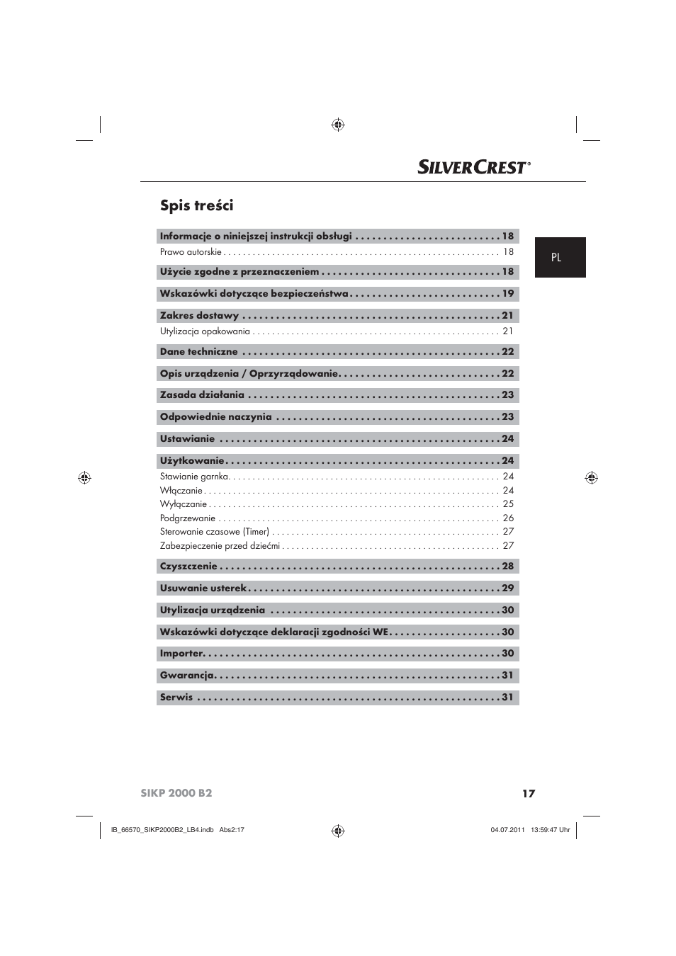 Silvercrest SIKP 2000 B2 User Manual | Page 19 / 113