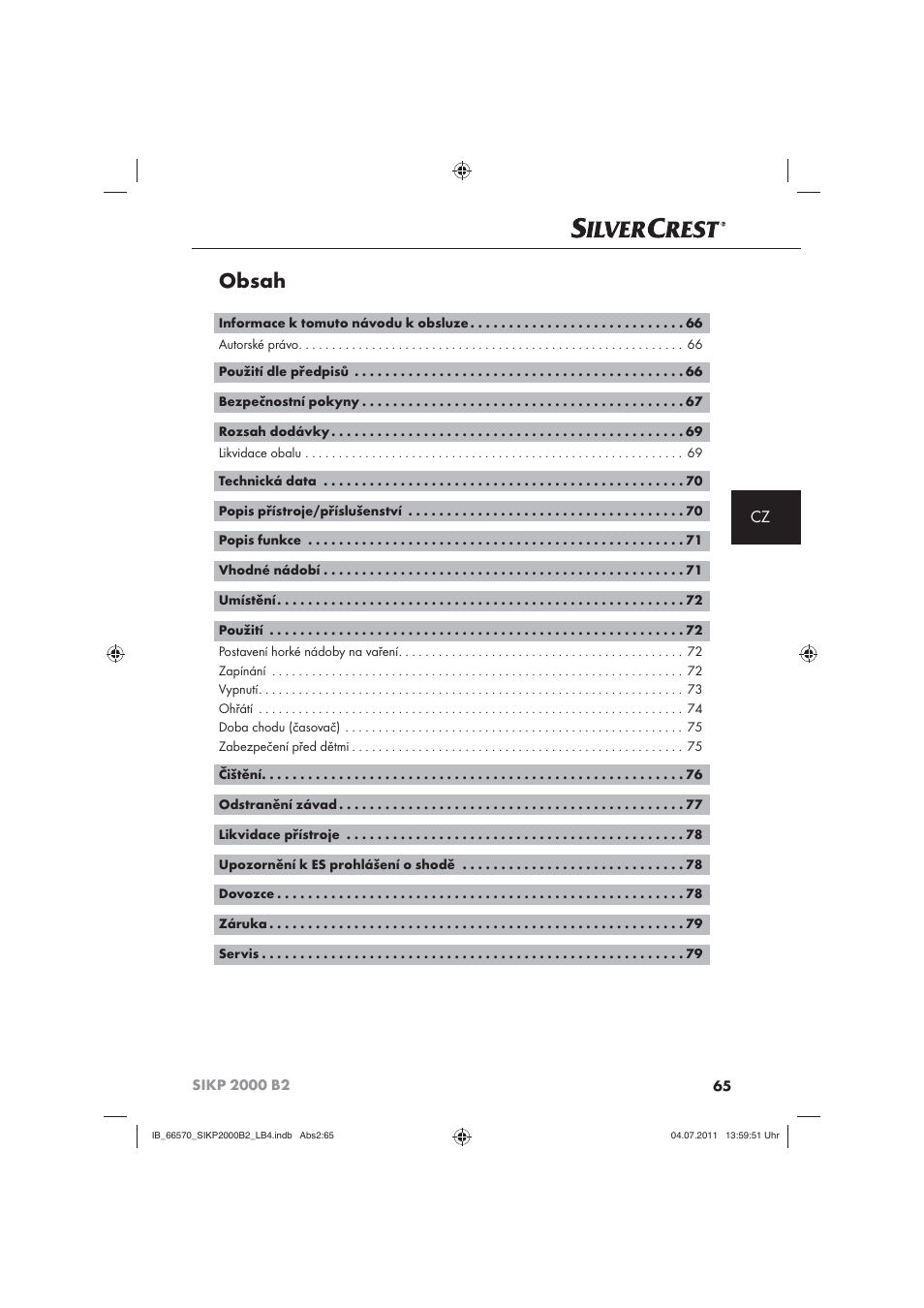 Silvercrest SIKP 2000 B2 User Manual | Page 67 / 113