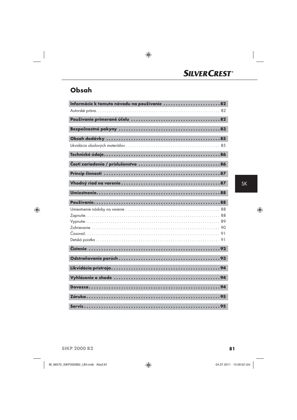 Silvercrest SIKP 2000 B2 User Manual | Page 83 / 113