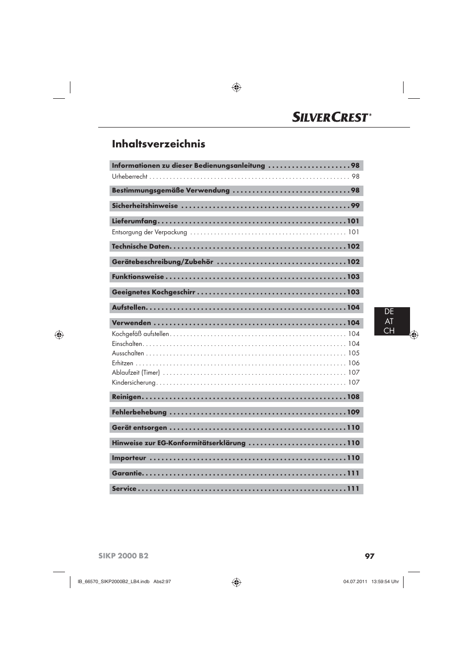 Silvercrest SIKP 2000 B2 User Manual | Page 99 / 113