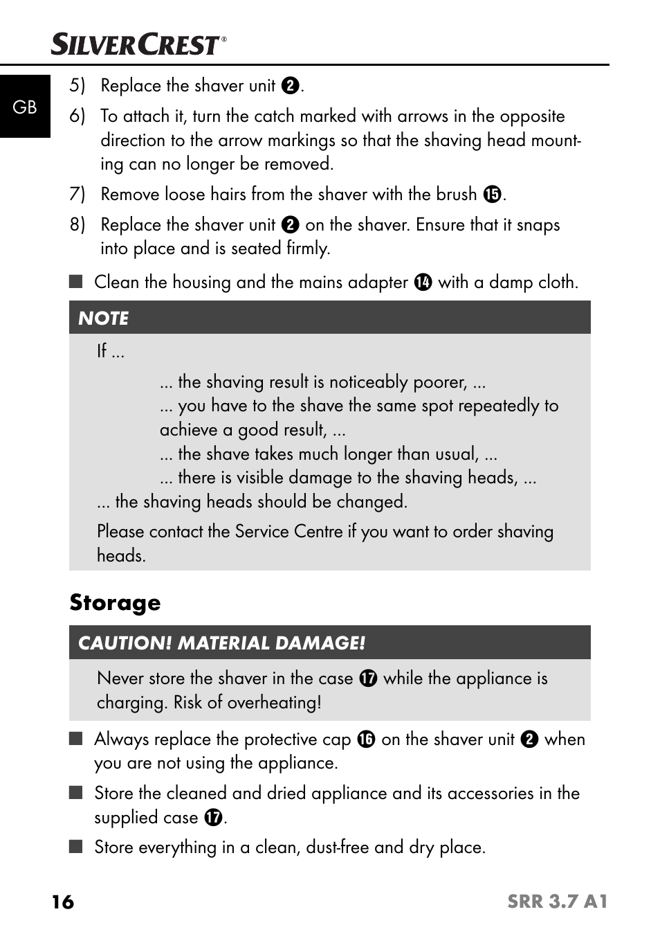 Storage | Silvercrest SRR 3.7 A1 User Manual | Page 20 / 125