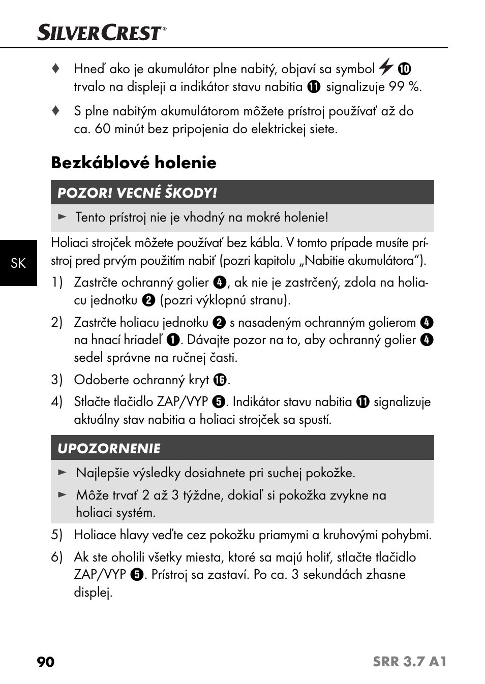 Bezkáblové holenie | Silvercrest SRR 3.7 A1 User Manual | Page 94 / 125
