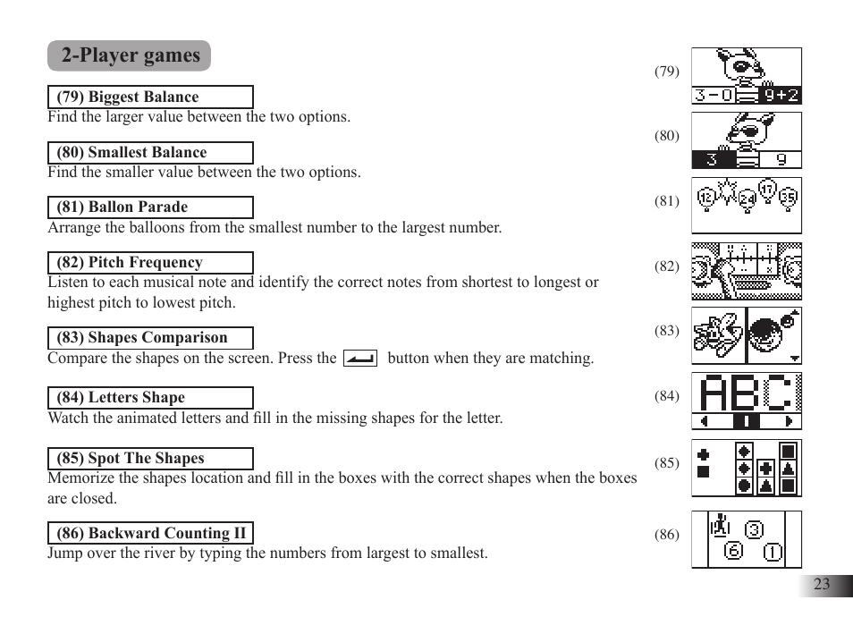 Player games | Silvercrest M574 User Manual | Page 26 / 33