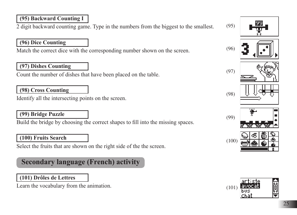 Secondary language (french) activity | Silvercrest M574 User Manual | Page 28 / 33