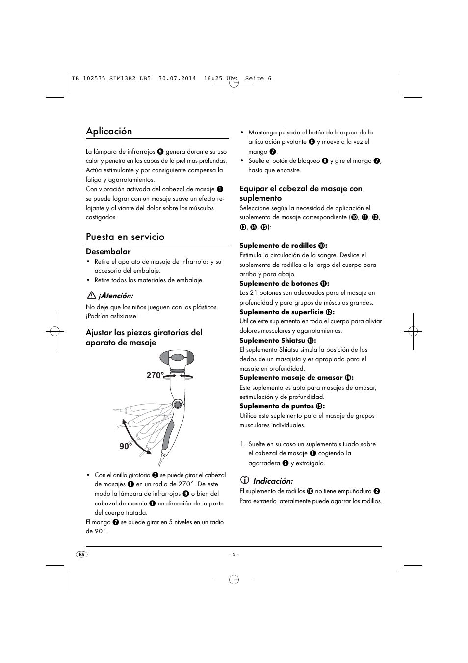 Aplicación, Puesta en servicio | Silvercrest SIM 13 B2 User Manual | Page 9 / 43