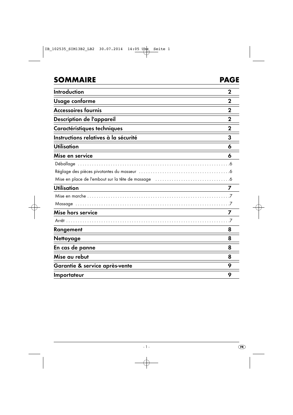 Sommaire page | Silvercrest SIM 13 B2 User Manual | Page 4 / 33