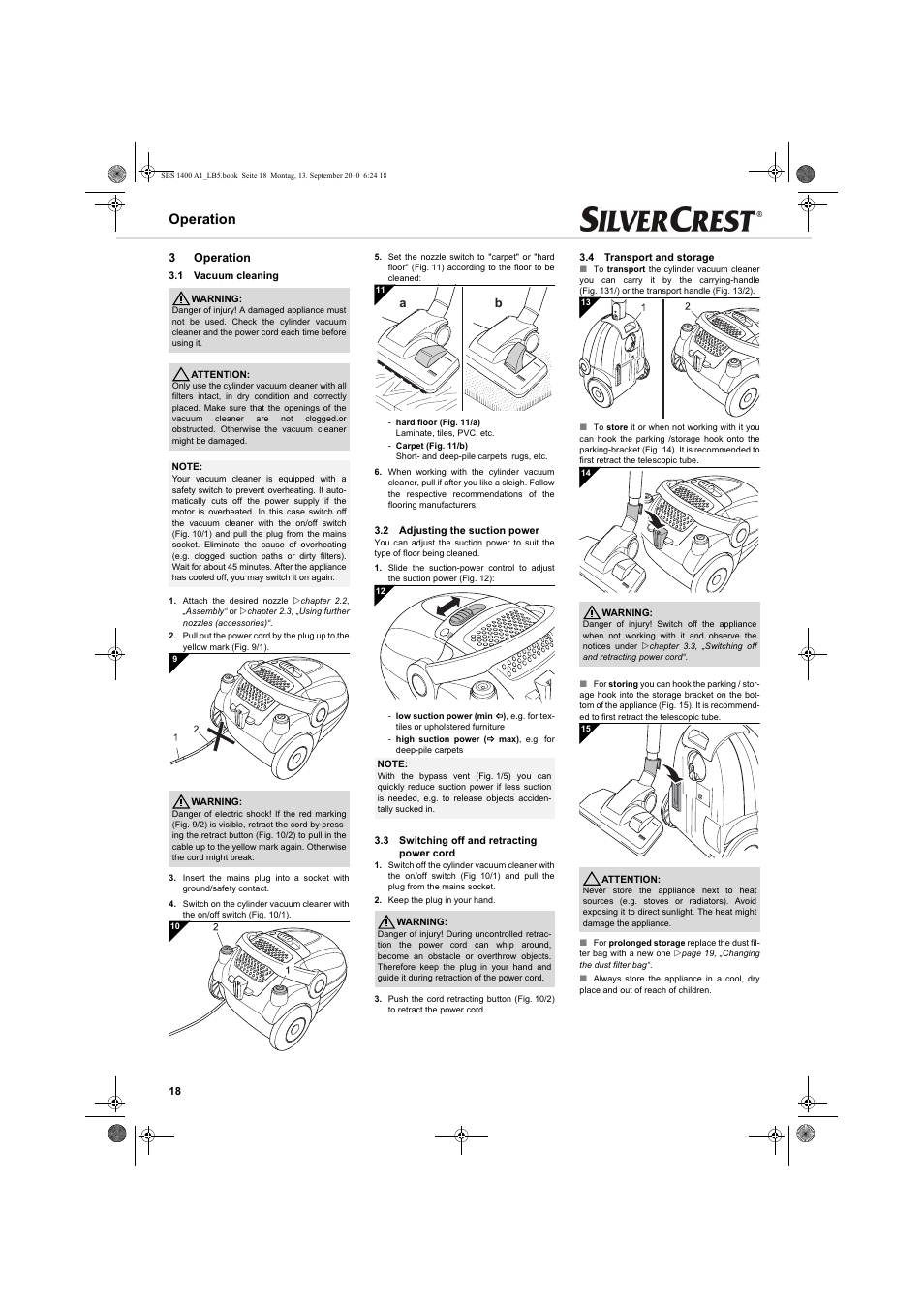 Operation, 3operation | Silvercrest SBS 1400 A1 User Manual | Page 18 / 30