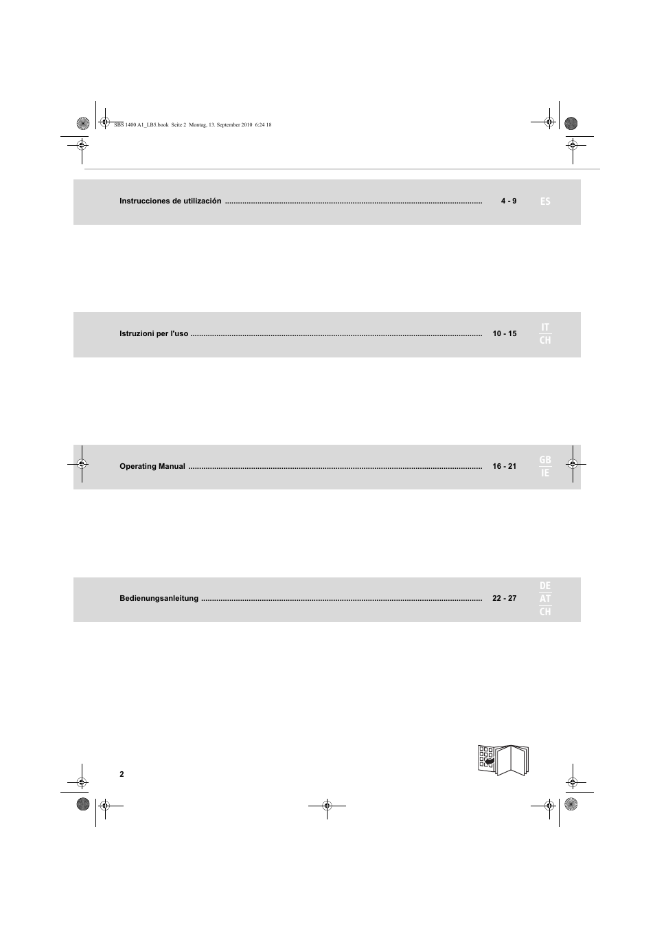 De at ch es it ch gb ie | Silvercrest SBS 1400 A1 User Manual | Page 2 / 30