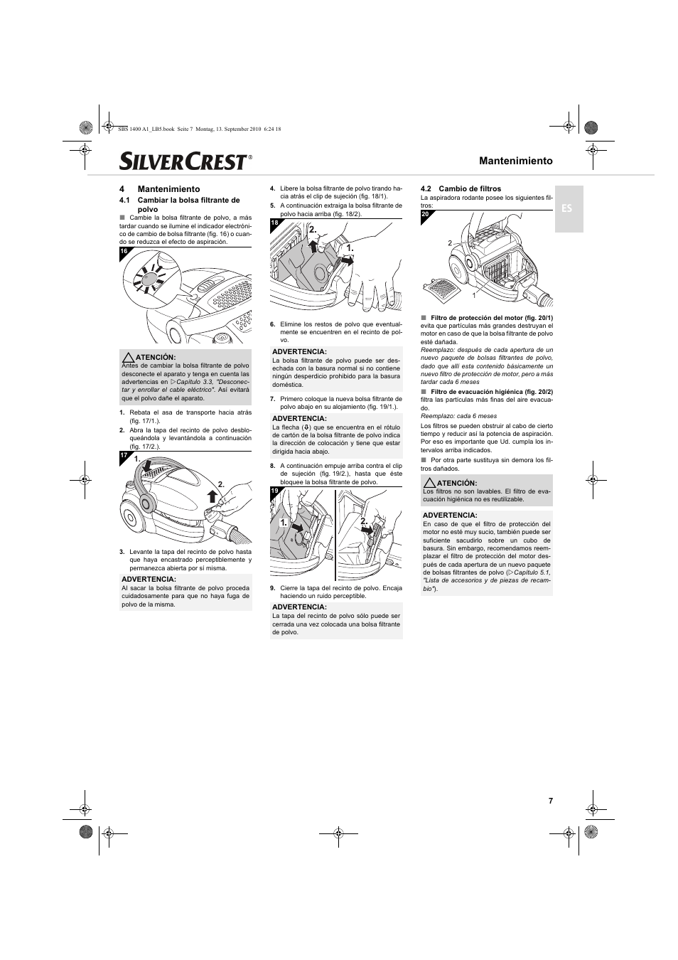 Mantenimiento, 4mantenimiento | Silvercrest SBS 1400 A1 User Manual | Page 7 / 30