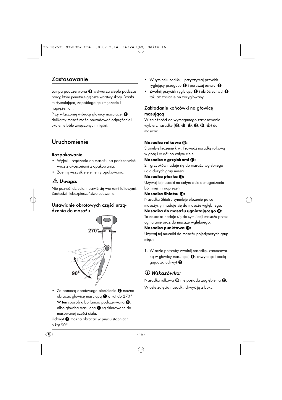 Zastosowanie, Uruchomienie | Silvercrest SIM 13 B2 User Manual | Page 19 / 63