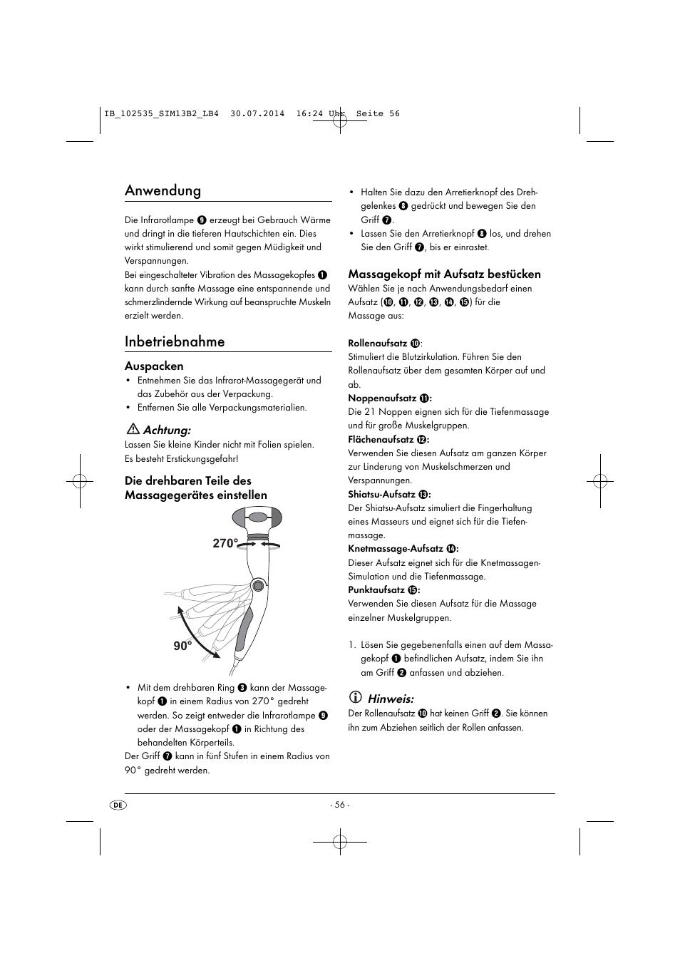 Anwendung, Inbetriebnahme | Silvercrest SIM 13 B2 User Manual | Page 59 / 63
