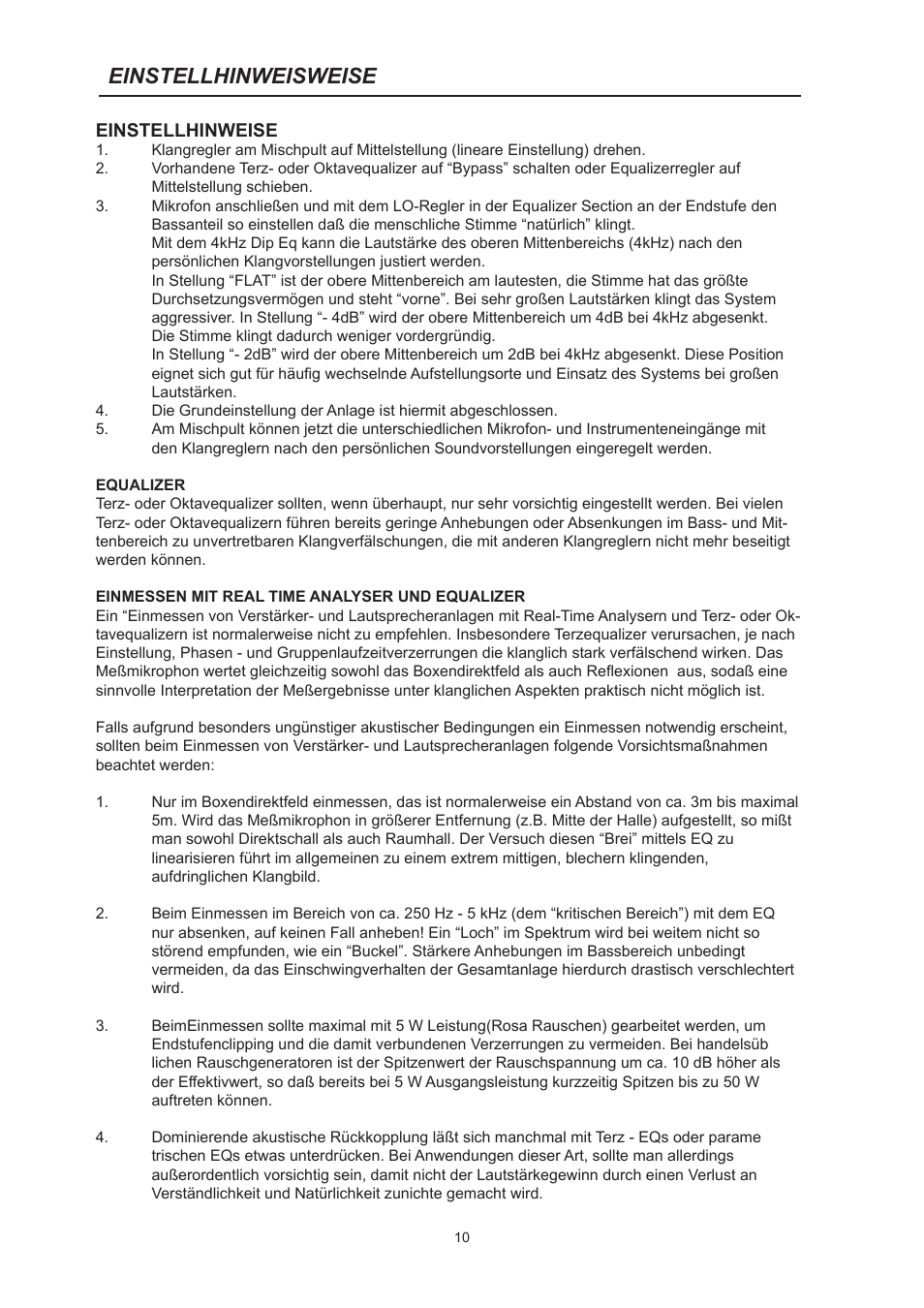 Einstellhinweisweise | Dynacord PM2600 User Manual | Page 10 / 36