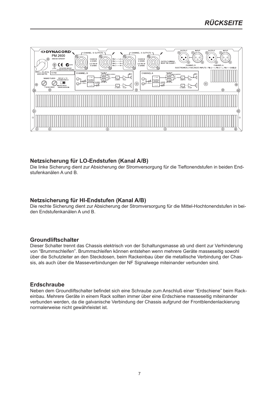 Rückseite | Dynacord PM2600 User Manual | Page 7 / 36