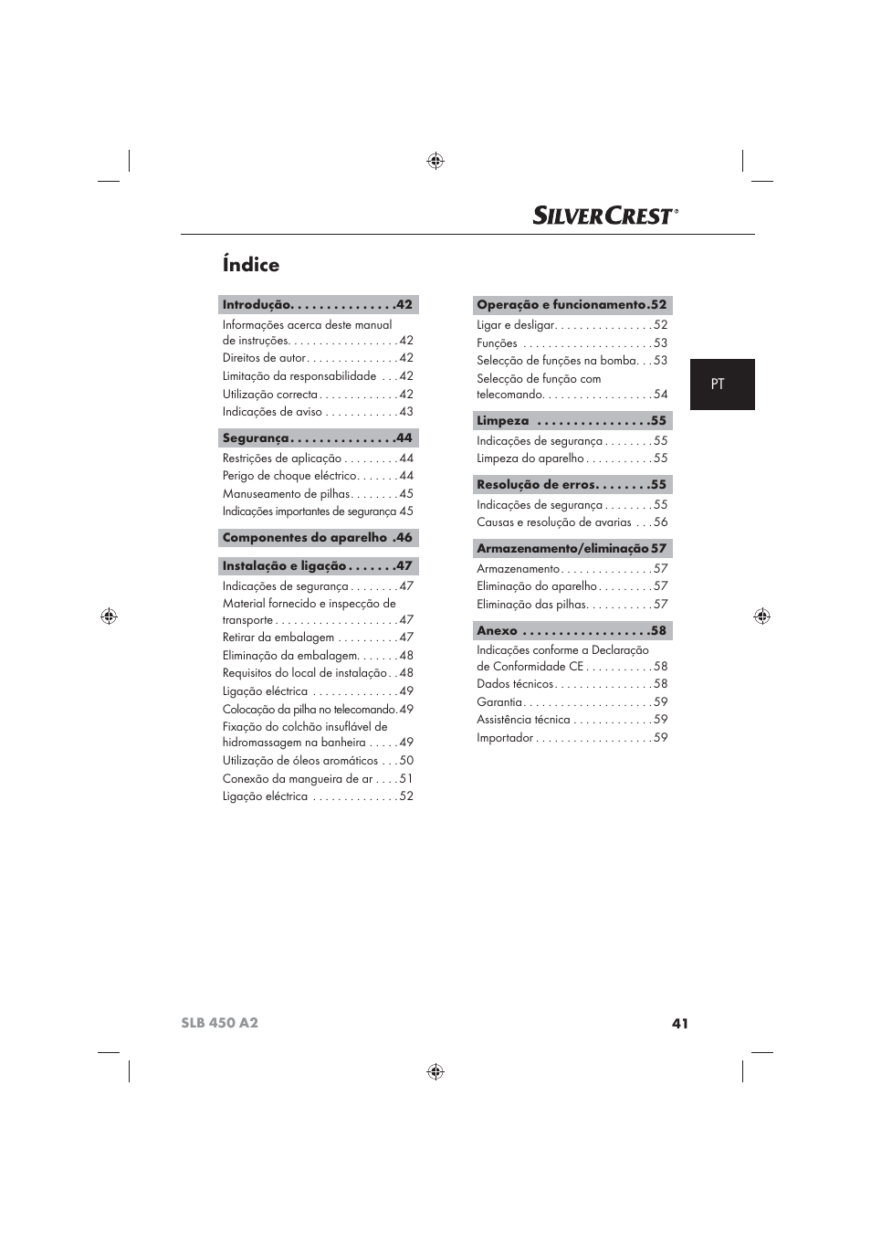 Índice | Silvercrest SLB 450 A2 User Manual | Page 43 / 82