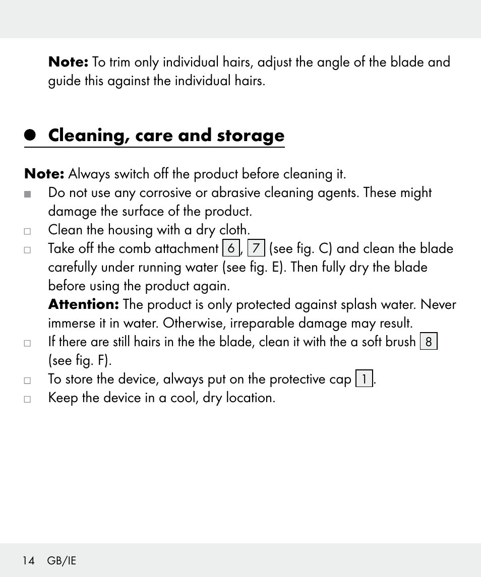 Cleaning, care and storage | Silvercrest Z31635 User Manual | Page 14 / 95