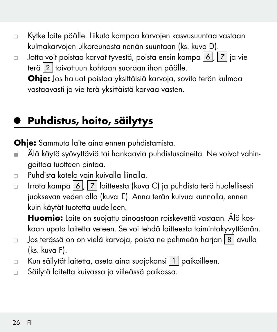 Puhdistus, hoito, säilytys | Silvercrest Z31635 User Manual | Page 26 / 95