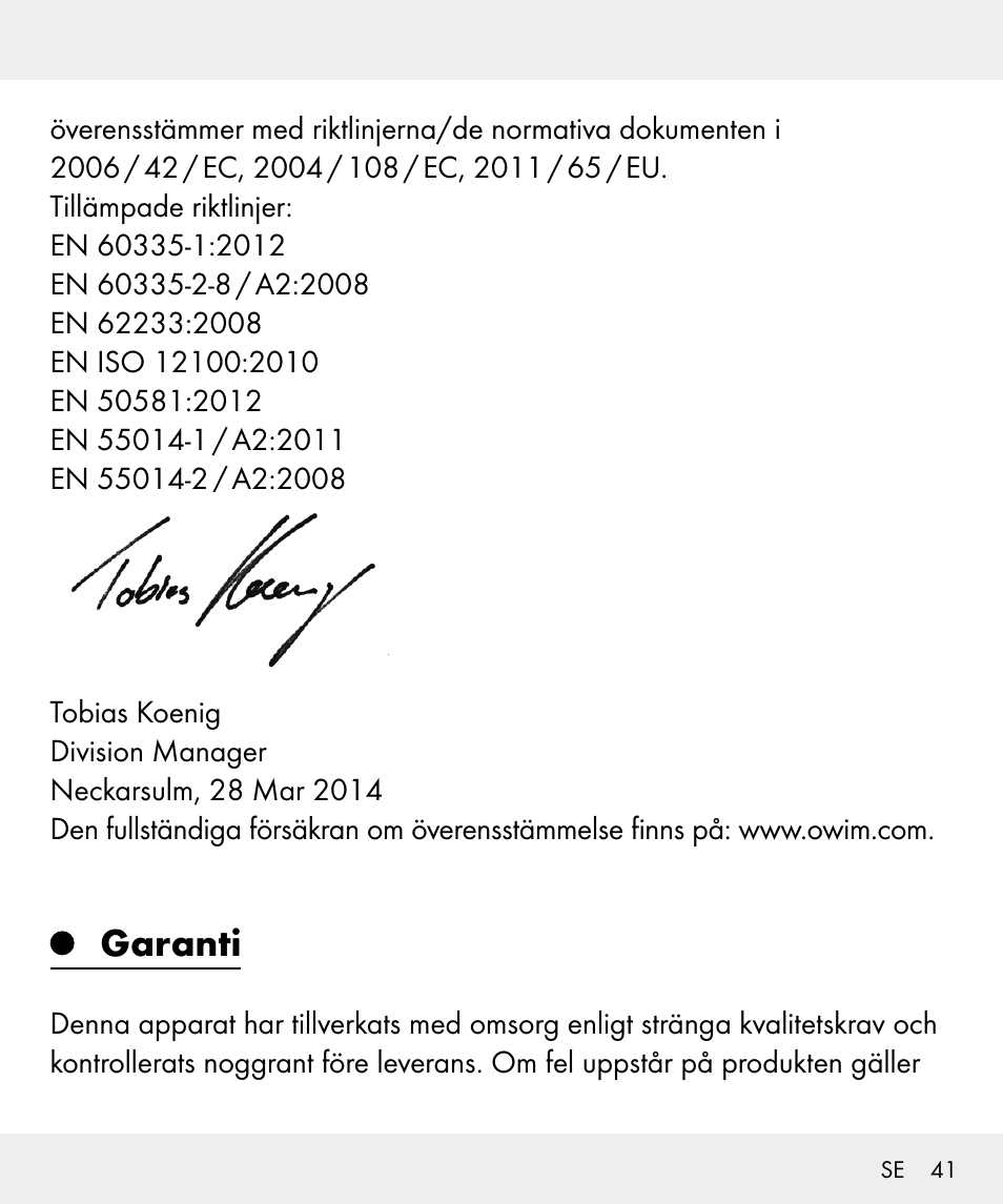 Garanti | Silvercrest Z31635 User Manual | Page 41 / 95