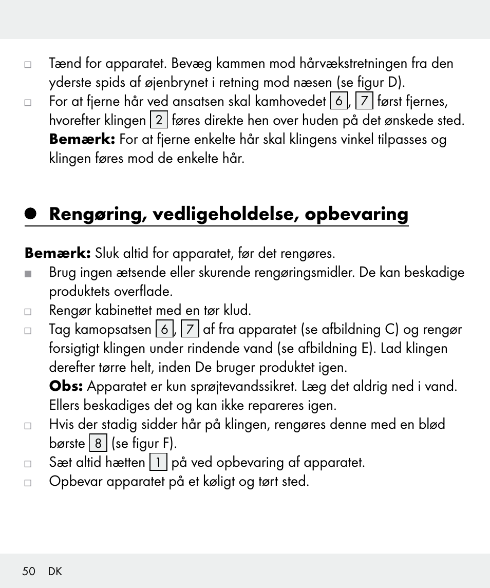 Rengøring, vedligeholdelse, opbevaring | Silvercrest Z31635 User Manual | Page 50 / 95