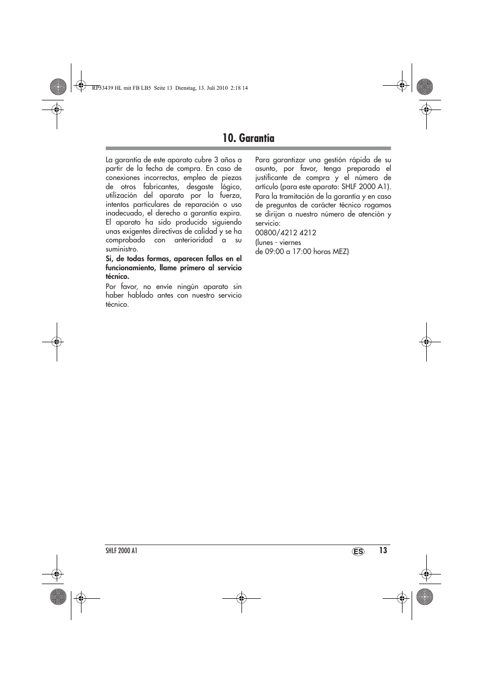 Garantía | Silvercrest SHLF 2000 A1 User Manual | Page 15 / 58