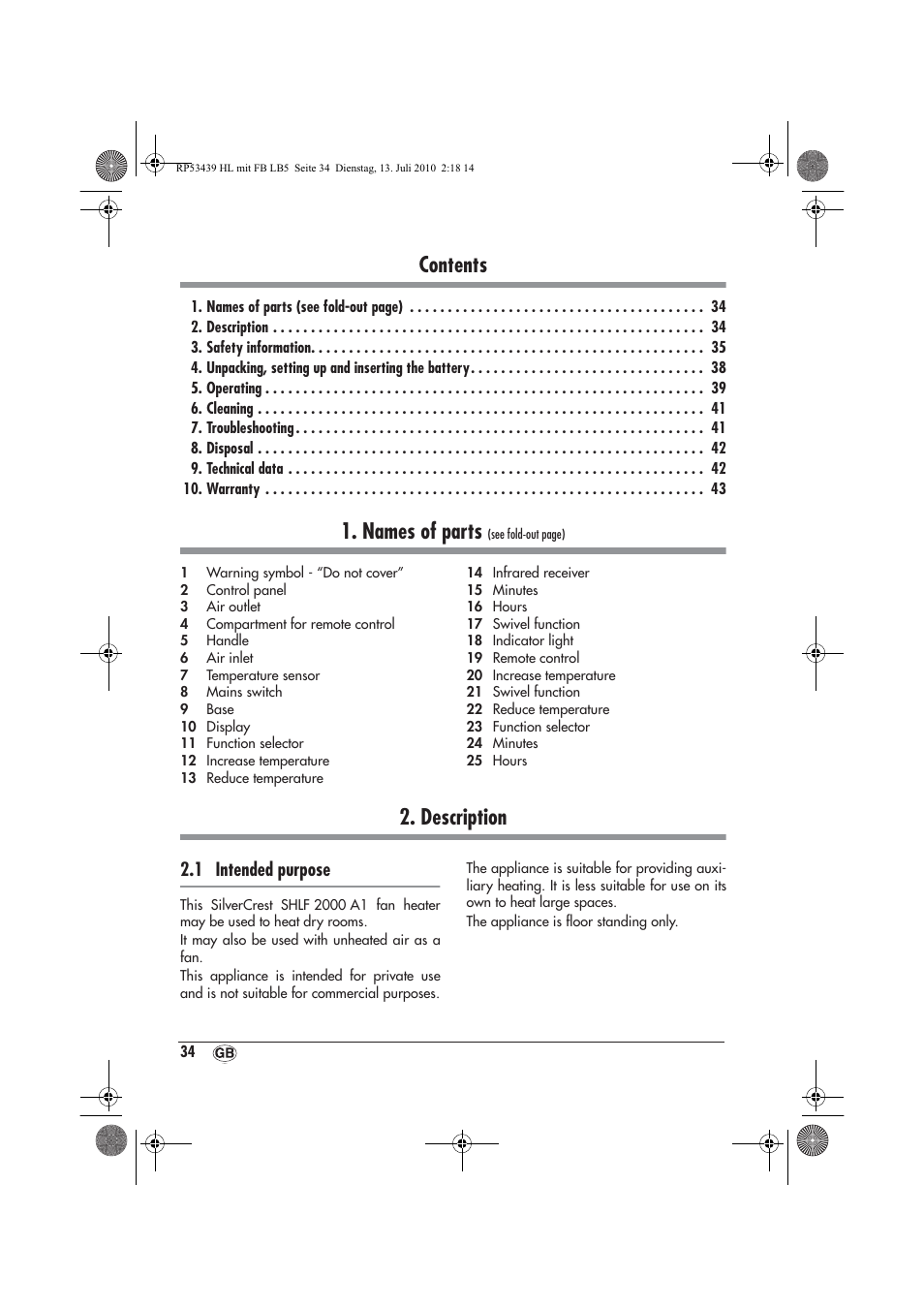 Silvercrest SHLF 2000 A1 User Manual | Page 36 / 58