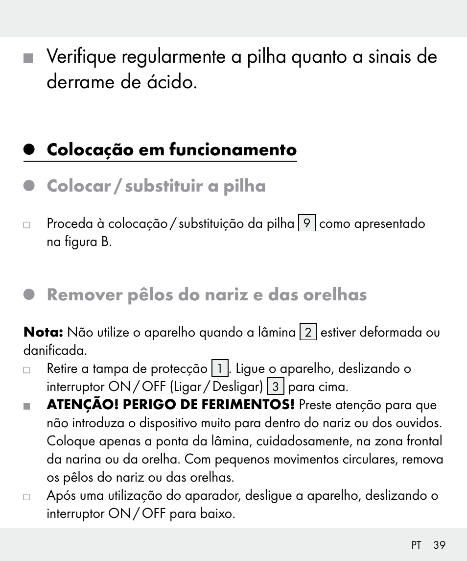 Remover pêlos do nariz e das orelhas | Silvercrest Z31635 User Manual | Page 39 / 71