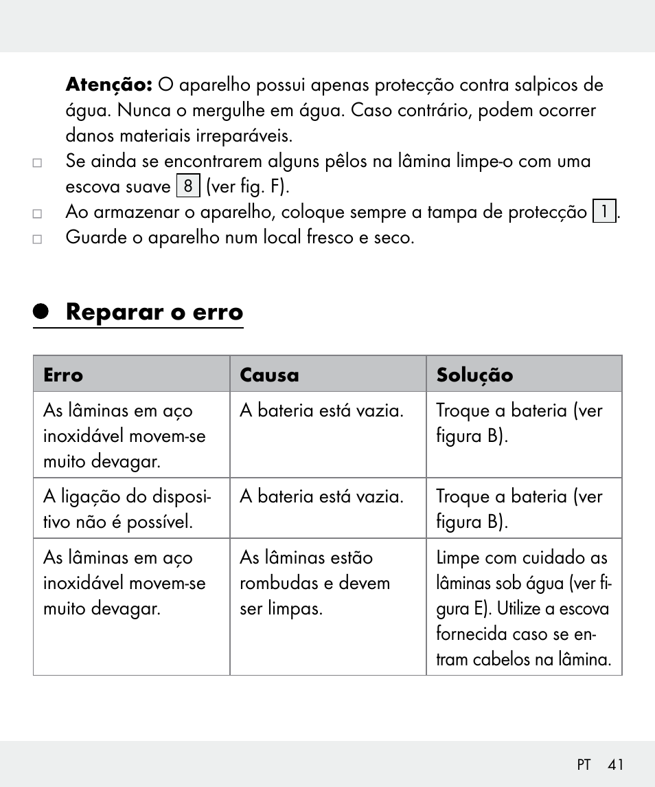 Reparar o erro | Silvercrest Z31635 User Manual | Page 41 / 71