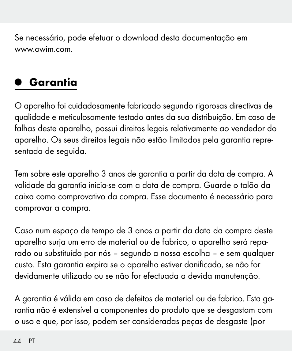 Garantia | Silvercrest Z31635 User Manual | Page 44 / 71