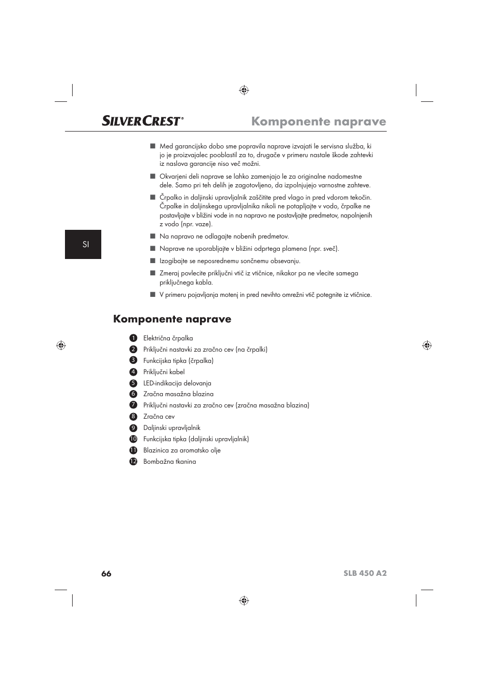 Komponente naprave | Silvercrest SLB 450 A2 User Manual | Page 68 / 122