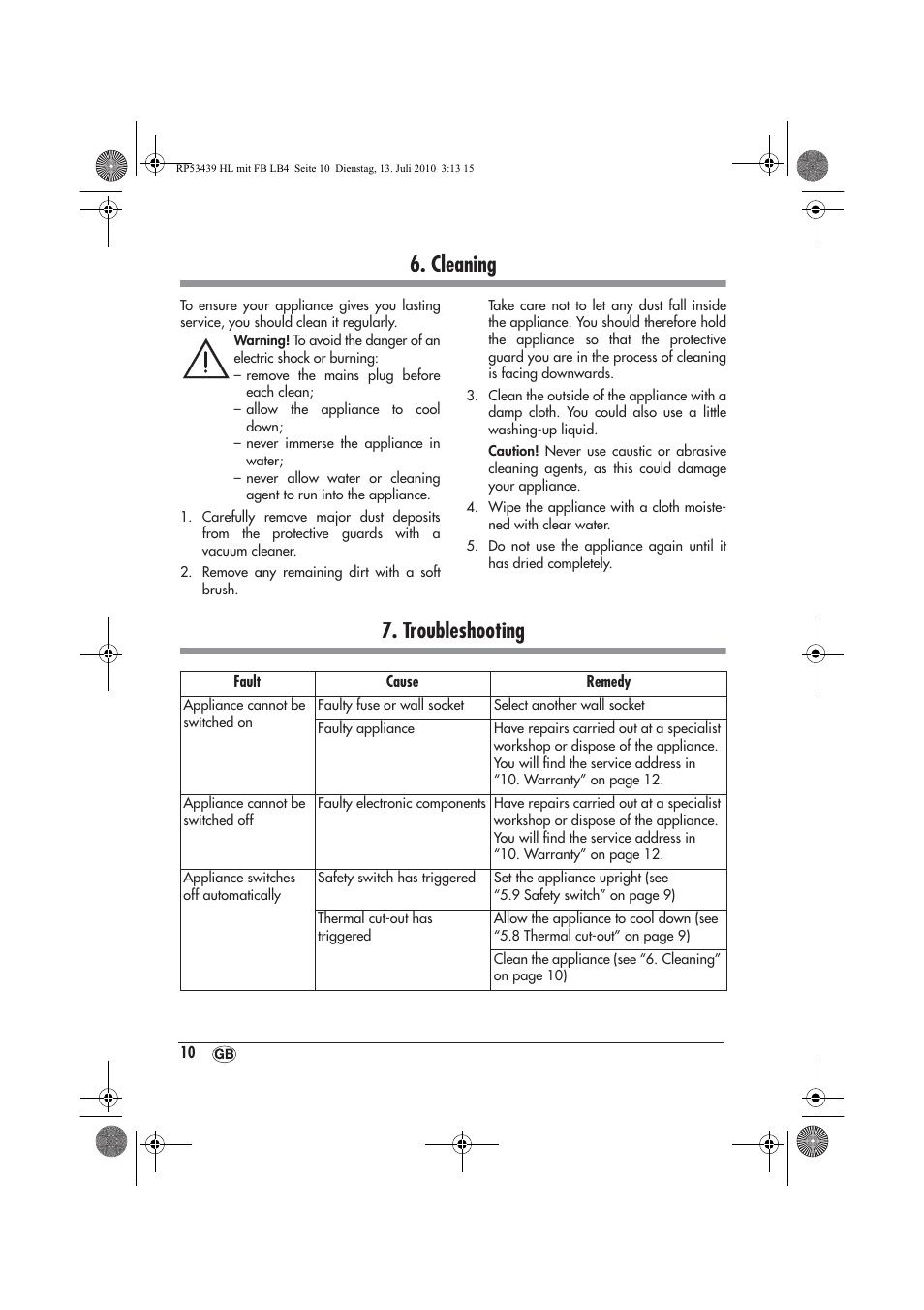 Cleaning, Troubleshooting | Silvercrest SHLF 2000 A1 User Manual | Page 12 / 78