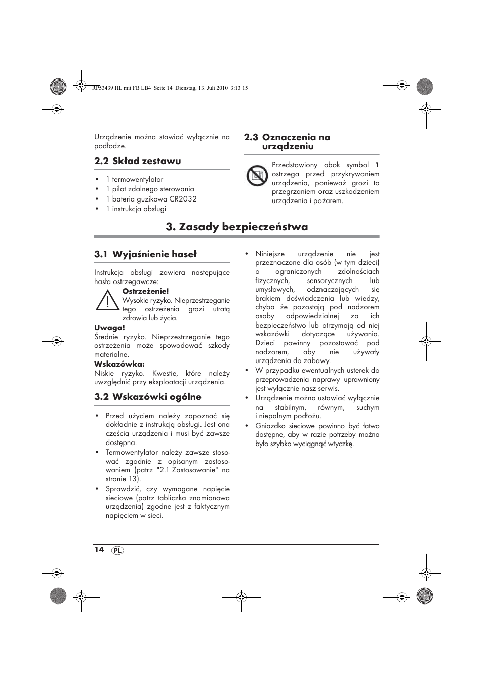 Zasady bezpieczeństwa | Silvercrest SHLF 2000 A1 User Manual | Page 16 / 78