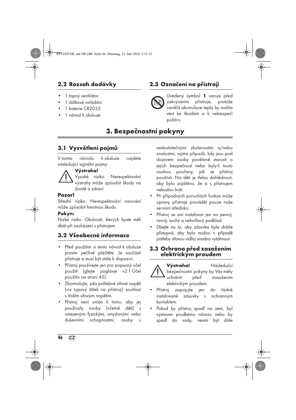 Bezpečnostní pokyny | Silvercrest SHLF 2000 A1 User Manual | Page 48 / 78