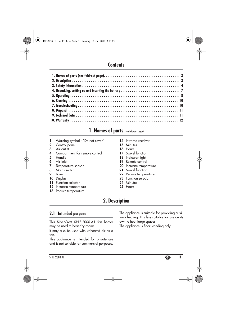 Silvercrest SHLF 2000 A1 User Manual | Page 5 / 78