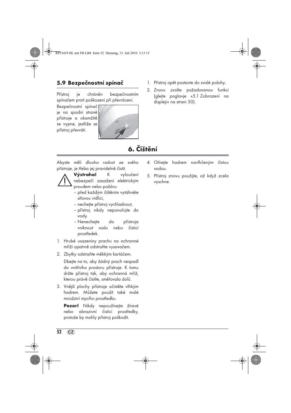 Čištění | Silvercrest SHLF 2000 A1 User Manual | Page 54 / 78