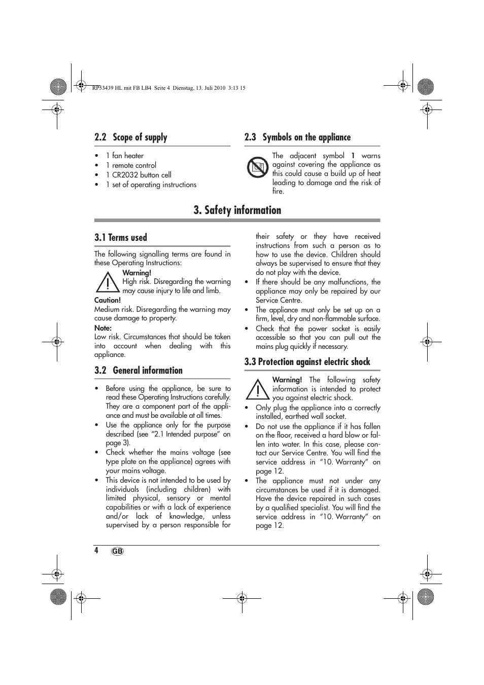 Safety information, 2 scope of supply, 3 symbols on the appliance | 1 terms used, 2 general information, 3 protection against electric shock | Silvercrest SHLF 2000 A1 User Manual | Page 6 / 78