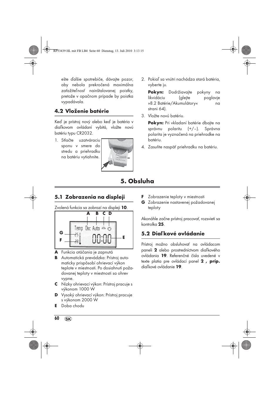 Obsluha | Silvercrest SHLF 2000 A1 User Manual | Page 62 / 78