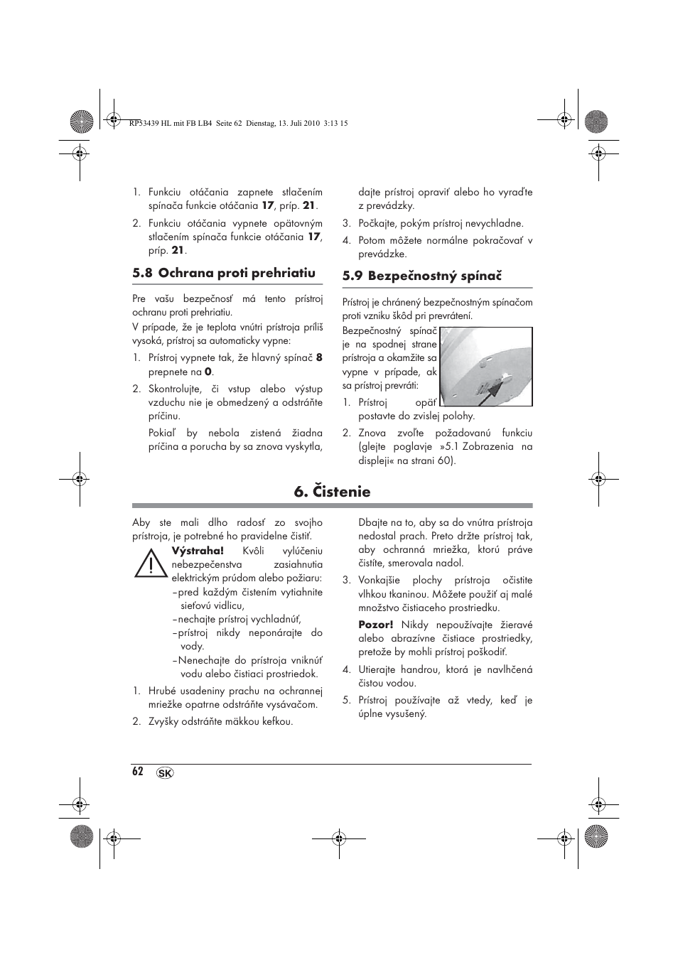 Čistenie | Silvercrest SHLF 2000 A1 User Manual | Page 64 / 78