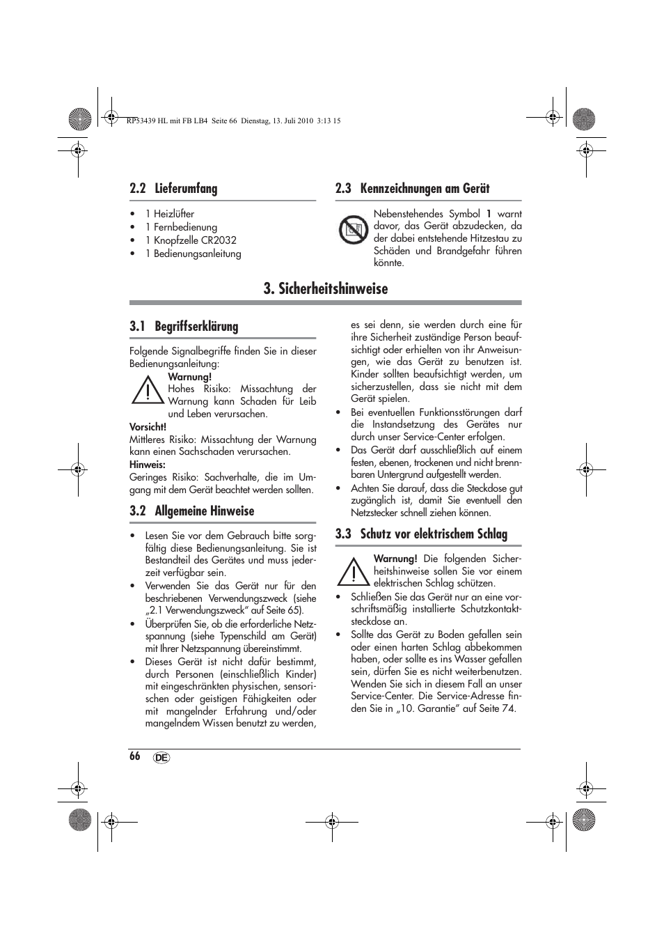 Sicherheitshinweise, 2 lieferumfang, 3 kennzeichnungen am gerät | 1 begriffserklärung, 2 allgemeine hinweise, 3 schutz vor elektrischem schlag | Silvercrest SHLF 2000 A1 User Manual | Page 68 / 78