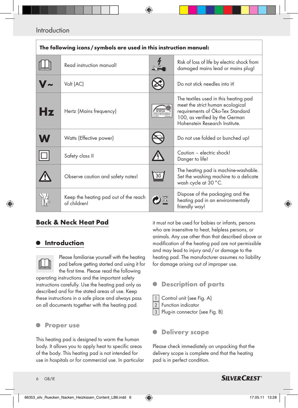 Introduction | Silvercrest Back & Neck Heat Pad User Manual | Page 2 / 8