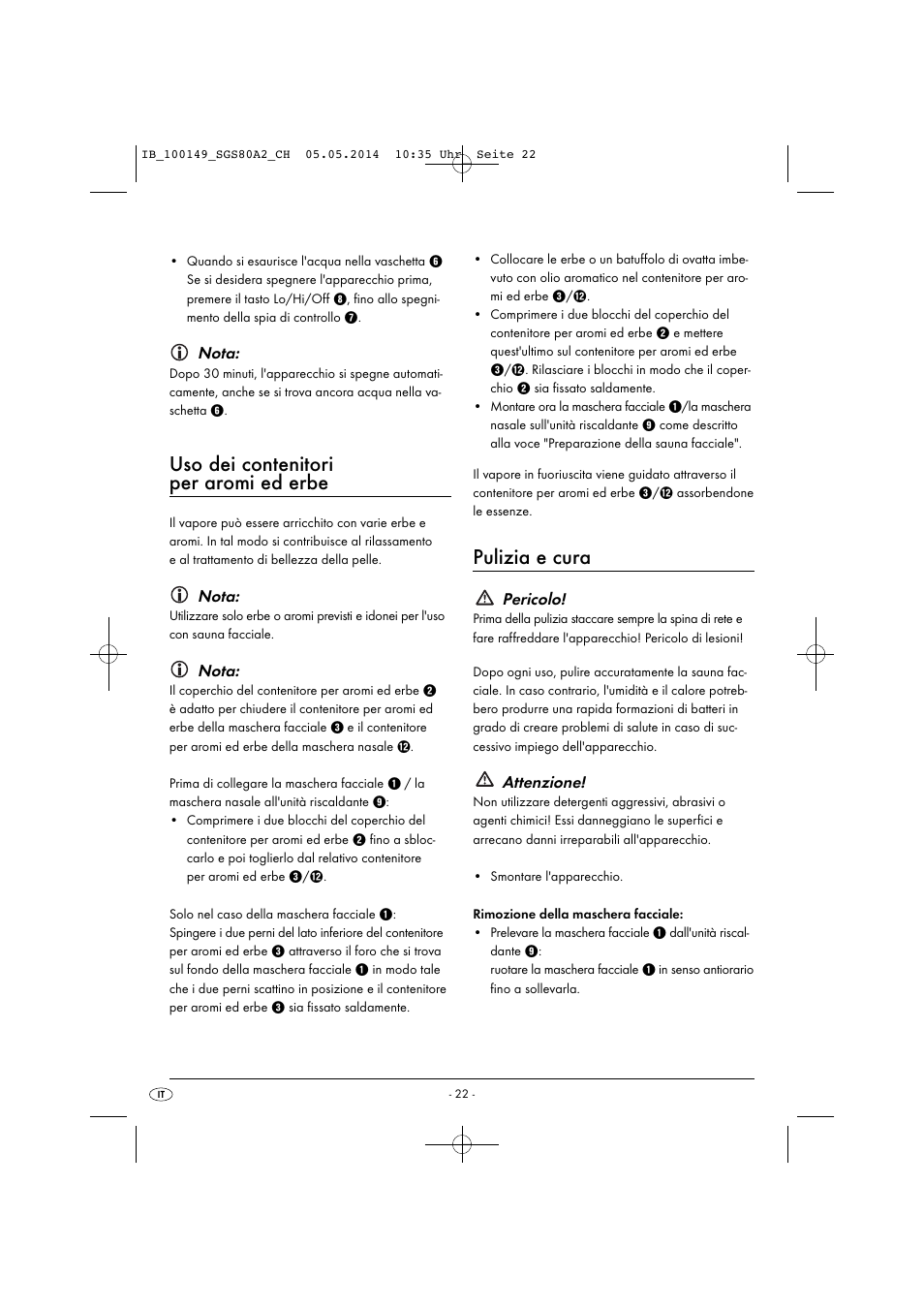 Uso dei contenitori per aromi ed erbe, Pulizia e cura | Silvercrest SGS 80 A2 User Manual | Page 25 / 36
