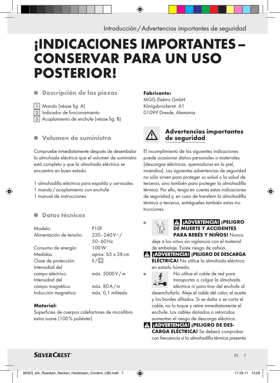 Silvercrest Back & Neck Heat Pad User Manual | Page 3 / 40