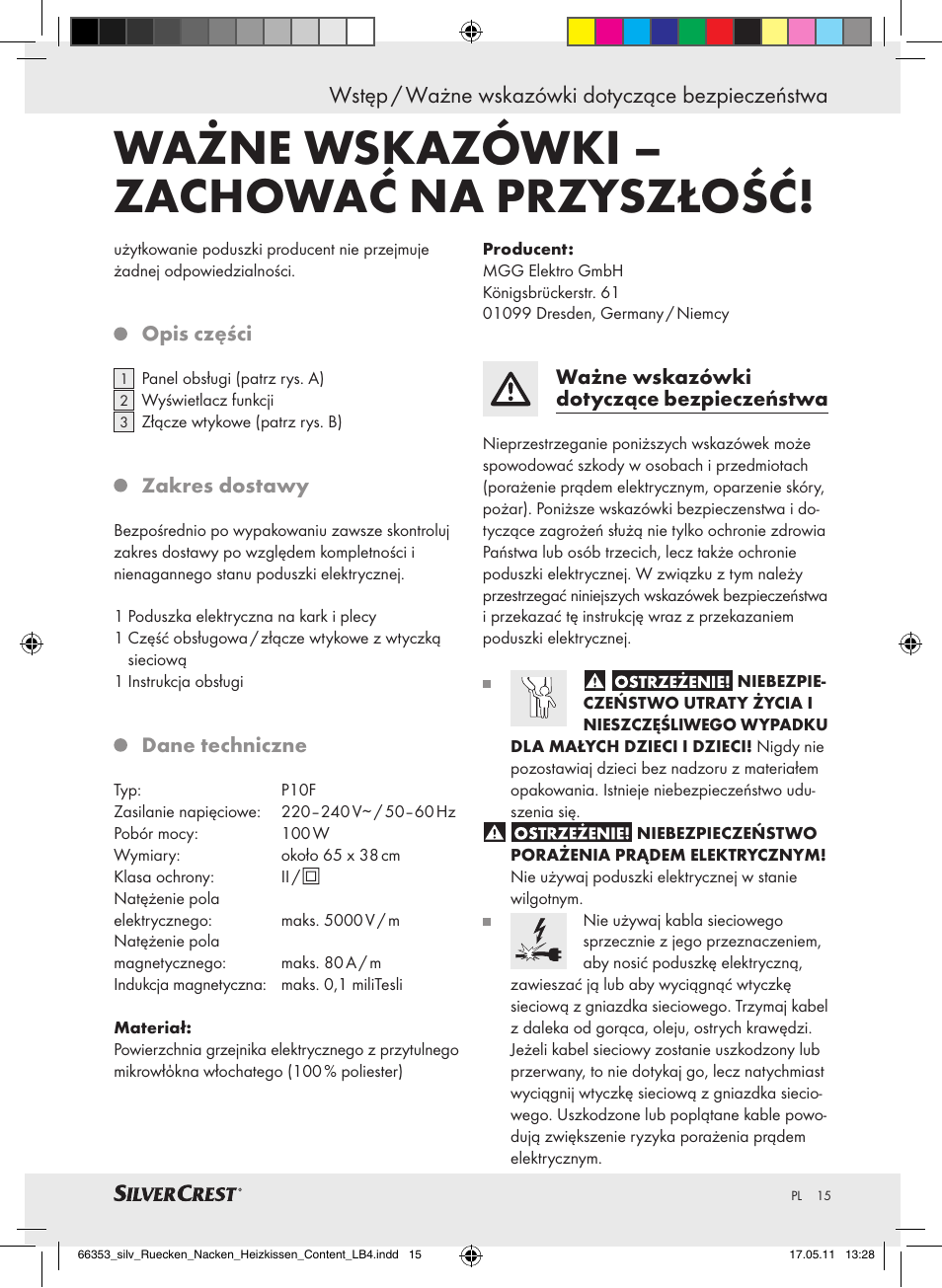 Ważne wskazówki – zachować na przyszłość, Wstęp / ważne wskazówki dotyczące bezpieczeństwa | Silvercrest Back & Neck Heat Pad User Manual | Page 11 / 56