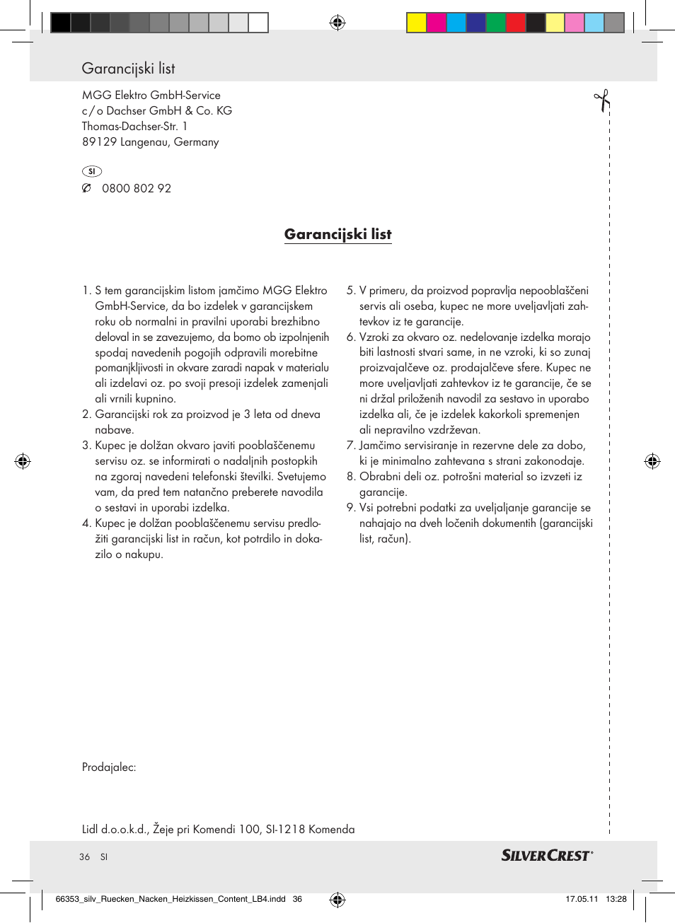 Garancijski list | Silvercrest Back & Neck Heat Pad User Manual | Page 32 / 56