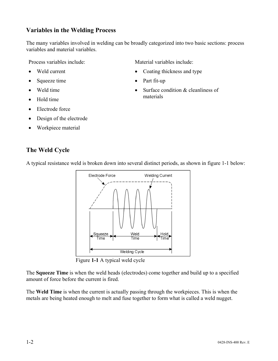Variables in the welding process, The weld cycle | Dr. Livingstone, I Presume WELDWISE 2400 User Manual | Page 10 / 195