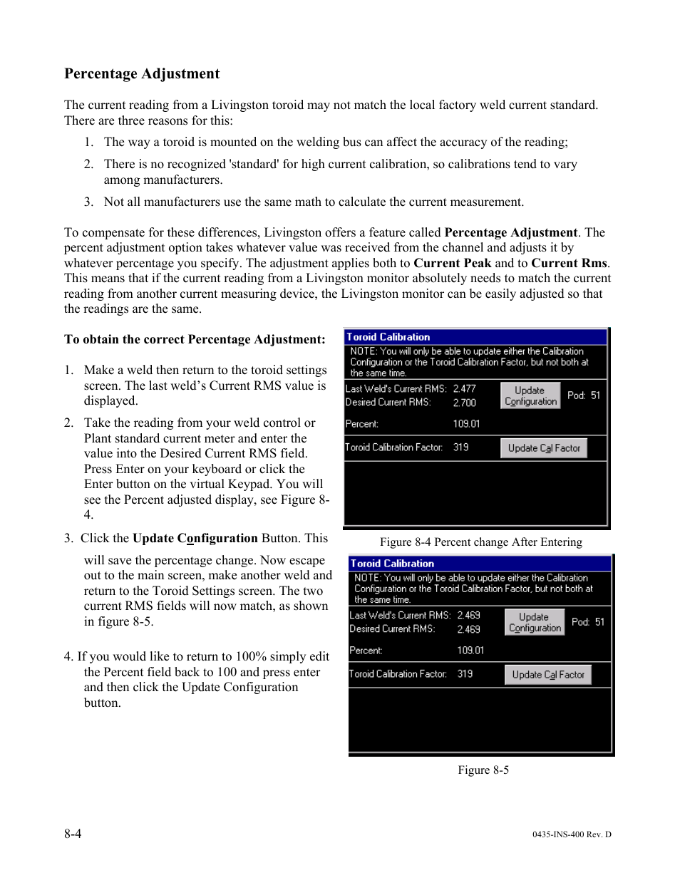 Percentage adjustment | Dr. Livingstone, I Presume WELDWISE 2400 User Manual | Page 108 / 195