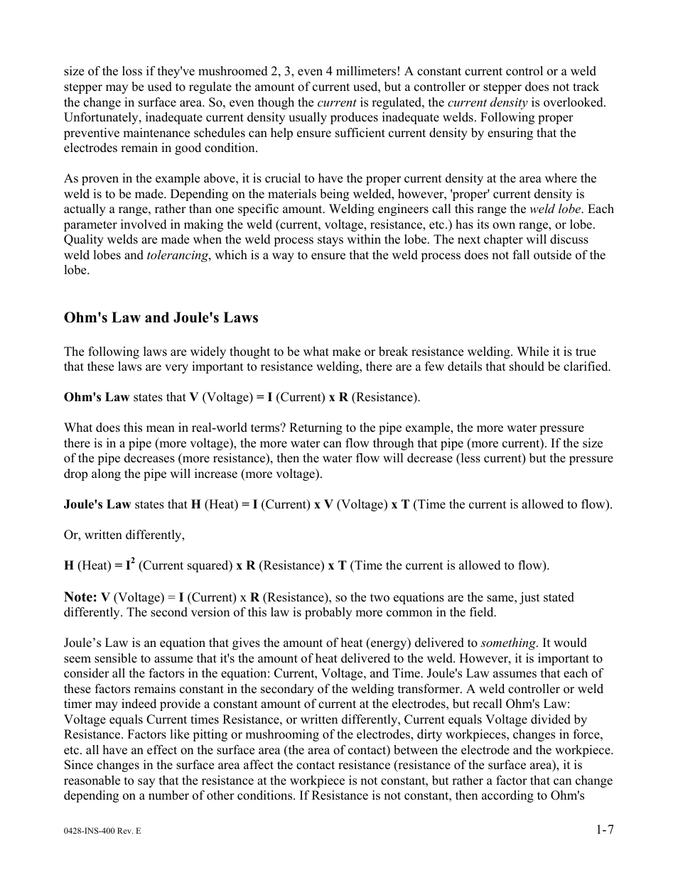 Ohm's law and joule's laws | Dr. Livingstone, I Presume WELDWISE 2400 User Manual | Page 15 / 195