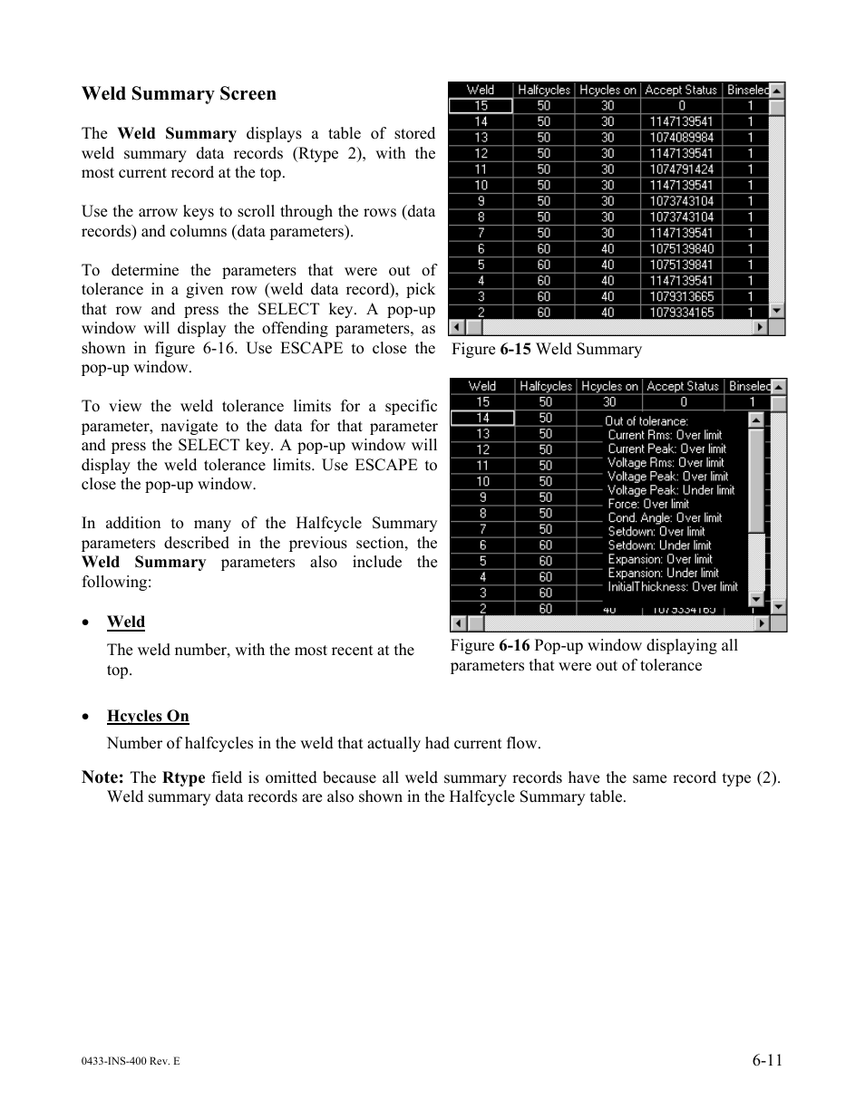 Weld summary screen | Dr. Livingstone, I Presume WELDWISE 2400 User Manual | Page 57 / 195