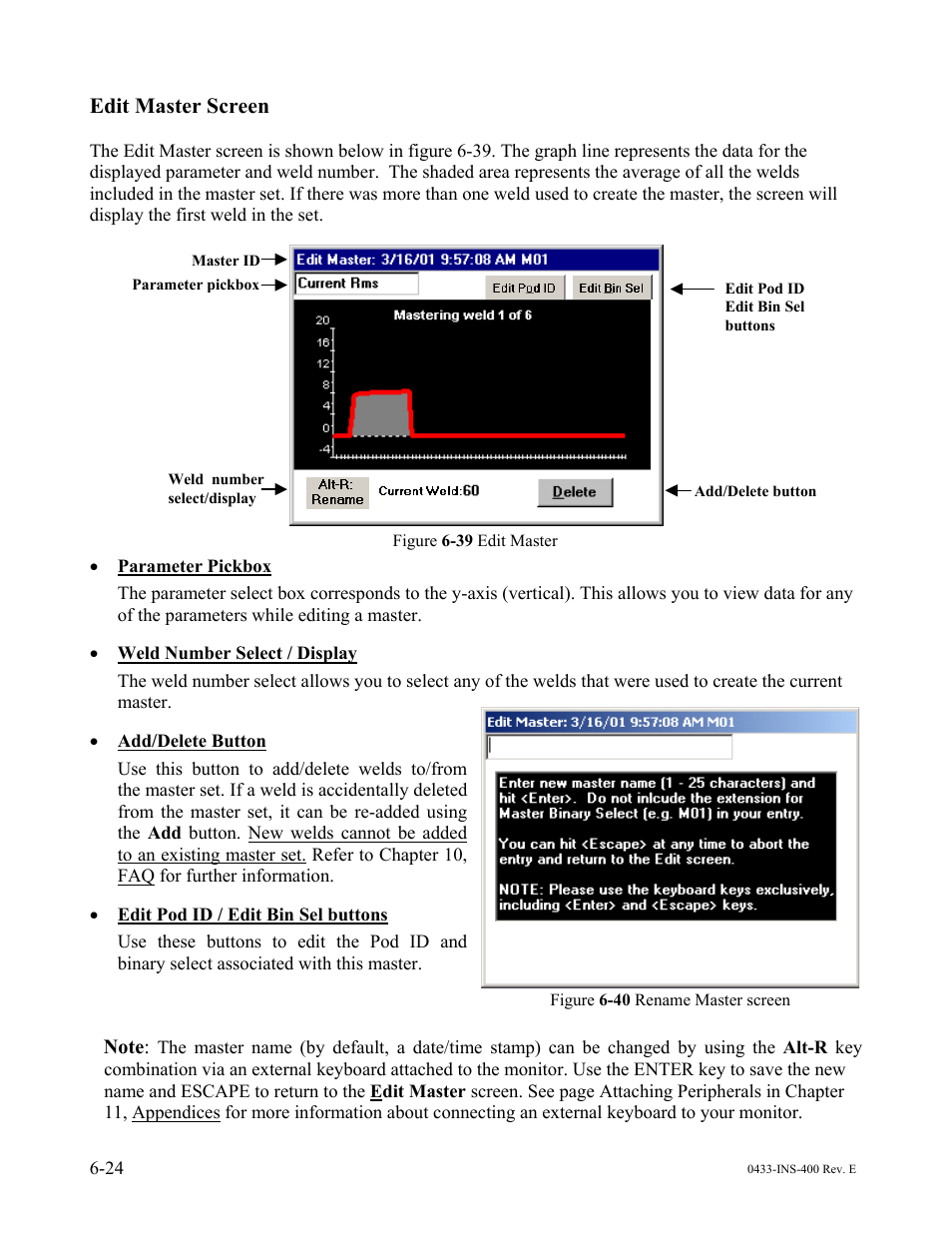 Edit master screen | Dr. Livingstone, I Presume WELDWISE 2400 User Manual | Page 70 / 195