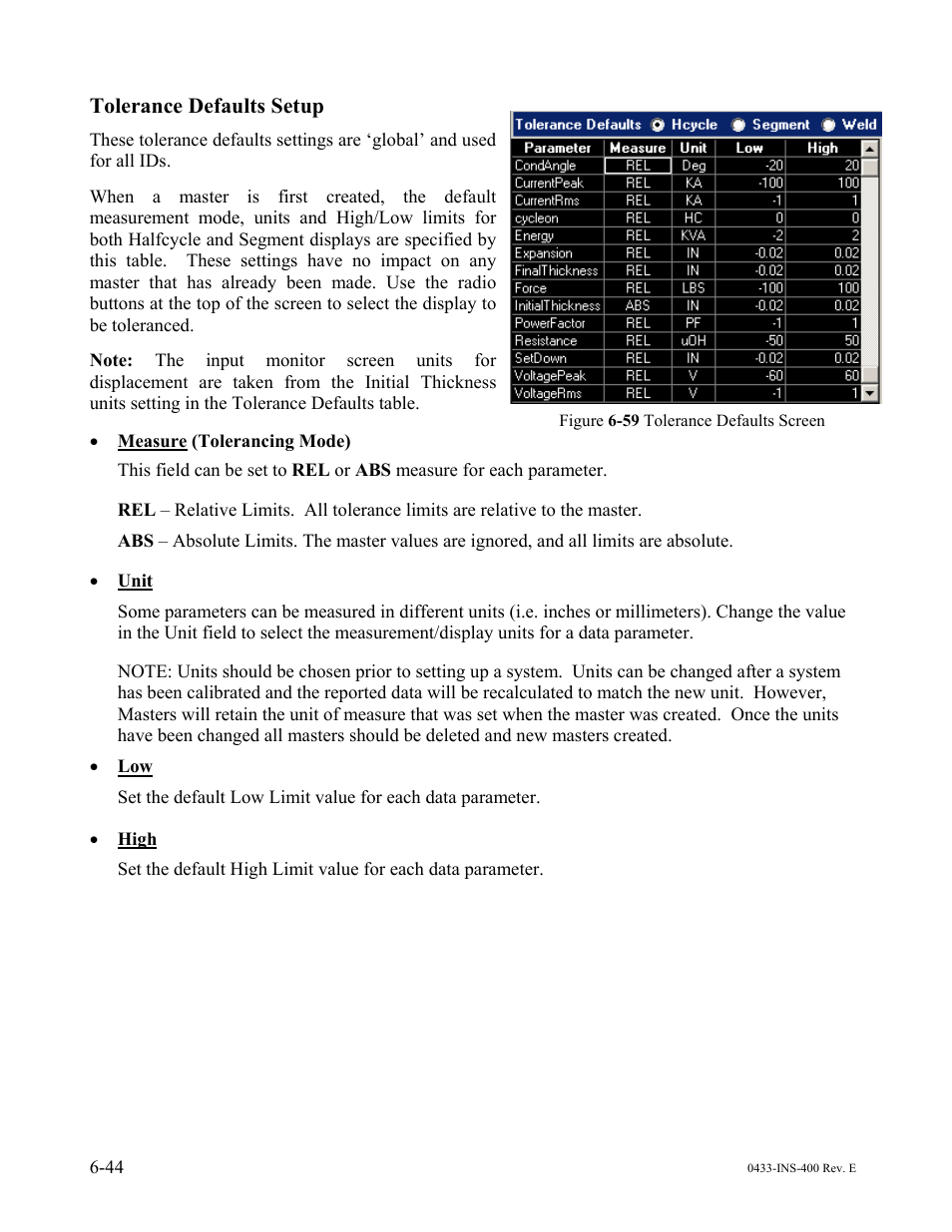 Tolerance defaults setup | Dr. Livingstone, I Presume WELDWISE 2400 User Manual | Page 90 / 195