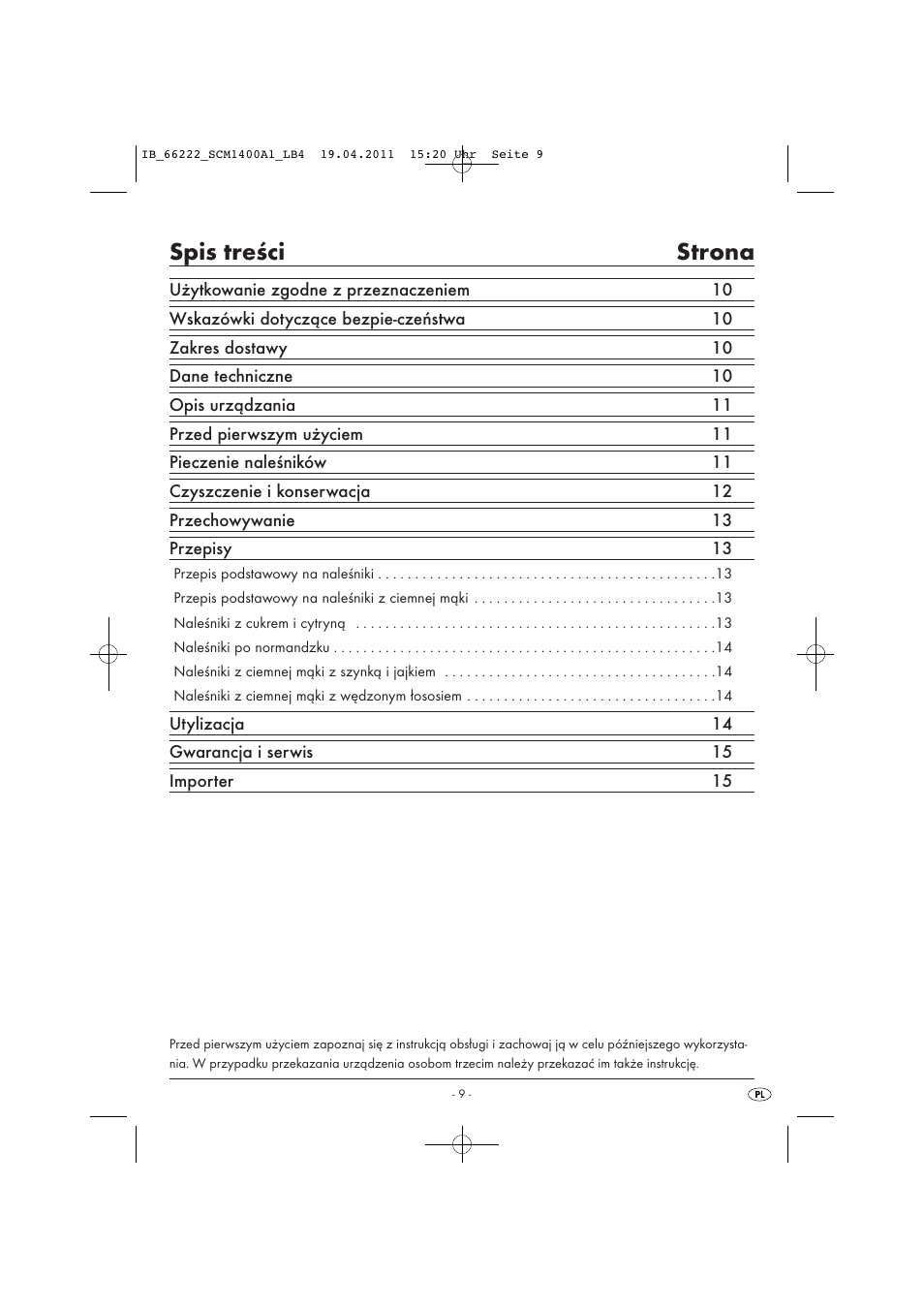 Silvercrest SCM 1400 A1 User Manual | Page 11 / 58